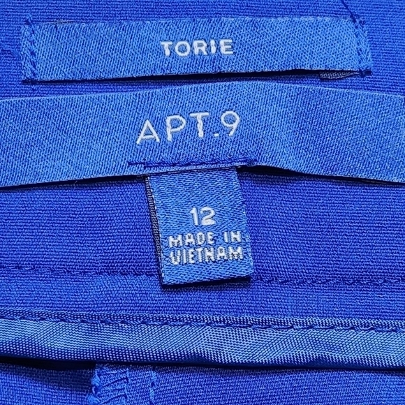 Size 12 Capri Royal blue pockets Cotton Summer slim fit pants APT.9 - Picture 8 of 15